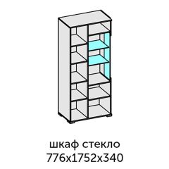 Аллегро-10 Шкаф 2дв. (со стеклом) (дуб крафт золотой-камень темный) в Воткинске - votkinsk.mebel24.online | фото 2