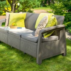 Диван пластиковый Корфу Макс (Corfu love seat max) капучино - песок в Воткинске - votkinsk.mebel24.online | фото 4