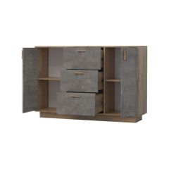 Эго К-2 Комод с 3мя ящ, 2 дв, (дуб крафт золотой/камень темный) цоколь в Воткинске - votkinsk.mebel24.online | фото 2