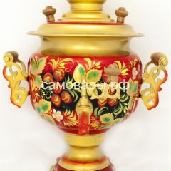Электрический самовар "Овал ажурный" 3 литра с росписью "Хохлома на красном" в Воткинске - votkinsk.mebel24.online | фото 2