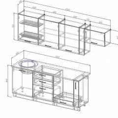 Кухонный гарнитур Антрацит 2550 (Стол. 26мм) в Воткинске - votkinsk.mebel24.online | фото 2