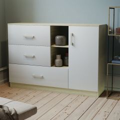 Комод К-3.1 (Дуб сонома/Белый жемчуг) в Воткинске - votkinsk.mebel24.online | фото 2
