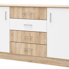 БЕАТРИС Комод К1400 (Дуб Сонома/Белый глянец) в Воткинске - votkinsk.mebel24.online | фото