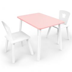 Комплект детской мебели стол и два стула Корона  (Розовый/Белый/Белый) в Воткинске - votkinsk.mebel24.online | фото