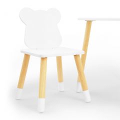 Комплект детской мебели стол и два стула Мишутка (Белый/Белый/Береза) в Воткинске - votkinsk.mebel24.online | фото