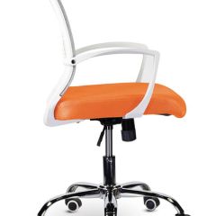 Кресло BRABIX "Wings MG-306", пластик белый, хром, сетка, серое/оранжевое, 532011 в Воткинске - votkinsk.mebel24.online | фото 3