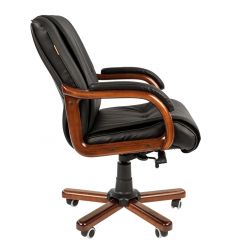 Кресло для руководителя CHAIRMAN  653 М (Кожа) Черное в Воткинске - votkinsk.mebel24.online | фото 3