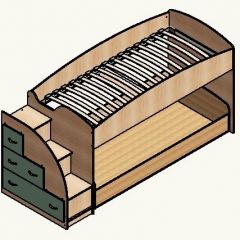 Кровать-чердак "Дюймовочка-4.2"  Дуб молочный/Оранжевый в Воткинске - votkinsk.mebel24.online | фото 4