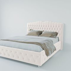 Кровать Нягань с ПМ 1600 (экокожа белая) в Воткинске - votkinsk.mebel24.online | фото 2