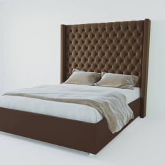 Кровать Версаль ЛЮКС с ПМ 1600 (экокожа коричневая) в Воткинске - votkinsk.mebel24.online | фото