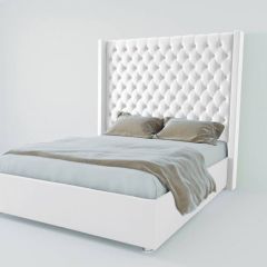 Кровать Версаль ЛЮКС с ПМ 800 (экокожа белая) в Воткинске - votkinsk.mebel24.online | фото