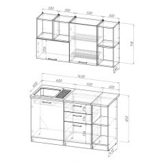 Кухонный гарнитур Лариса медиум 3 1400 мм в Воткинске - votkinsk.mebel24.online | фото 2