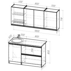 Кухонный гарнитур Ноктюрн макси 1800 мм в Воткинске - votkinsk.mebel24.online | фото 2