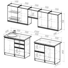 Кухонный гарнитур Ноктюрн мега 2500 мм в Воткинске - votkinsk.mebel24.online | фото 2