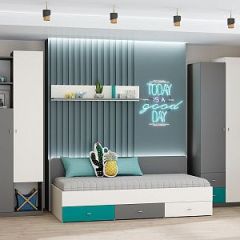 Модульная детская Клео (ЛДСП графит-миндаль-океан) в Воткинске - votkinsk.mebel24.online | фото 2