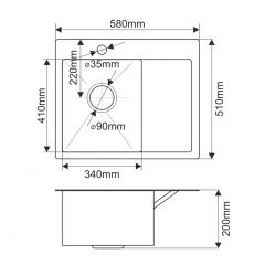 Мойка HD5851L MELANA ProfLine 3,0/200 САТИН врезная прямоугольная с коландером HD5851L в Воткинске - votkinsk.mebel24.online | фото 2