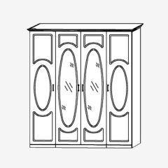 Прованс-2 Шкаф 4-х дверный с 2 зеркалами (Итальянский орех/Груша с платиной черной) в Воткинске - votkinsk.mebel24.online | фото
