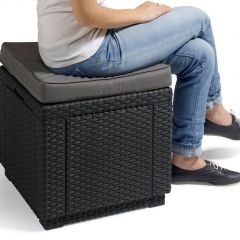 Пуфик Куб с подушкой (Cube with cushion) коричневый - серо-бежевый* в Воткинске - votkinsk.mebel24.online | фото 2