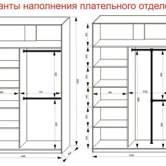 Шкаф-купе 1400 серии SOFT D8+D2+B2+PL4 (2 ящика+F обр.штанга) профиль «Графит» в Воткинске - votkinsk.mebel24.online | фото 7