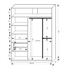 Шкаф-купе 1500 серии NEW CLASSIC K4+K4+B2+PL4 (2 ящика+F обр. штанга) профиль «Капучино» в Воткинске - votkinsk.mebel24.online | фото 3