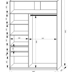 Шкаф-купе 1600 серии SOFT D1+D3+B2+PL1 (2 ящика+1штанга) профиль «Графит» в Воткинске - votkinsk.mebel24.online | фото 4