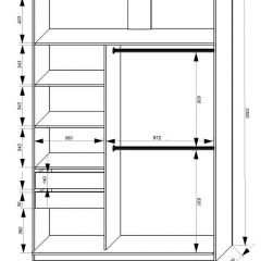 Шкаф-купе 1600 серии SOFT D8+D2+B2+PL4 (2 ящика+F обр.штанга) профиль «Графит» в Воткинске - votkinsk.mebel24.online | фото 2