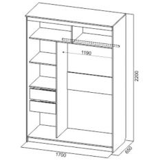 Шкаф-купе №19 Серия 3 Инфинити с зеркалами (1700) Ясень Анкор светлый в Воткинске - votkinsk.mebel24.online | фото 6