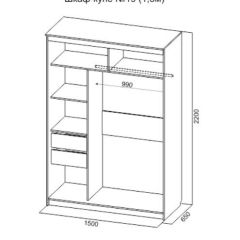 Шкаф-купе №19 Серия 3 Квадро (1500) Ясень Анкор светлый в Воткинске - votkinsk.mebel24.online | фото 4