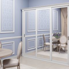 Шкаф-купе 2150 серии NEW CLASSIC K1+K1+K1+B22+PL4 (по 2 ящика лев/прав+F обр.штанга) профиль «Капучино» в Воткинске - votkinsk.mebel24.online | фото