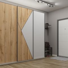 Шкаф-купе 2400 серии SOFT D2+D7+D3+B22+PL2 (по 2 ящика лев/прав+1штанга+1полка) профиль «Графит» в Воткинске - votkinsk.mebel24.online | фото 1