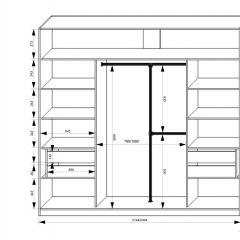 Шкаф-купе 2450 серии NEW CLASSIC K4+K4+K4+B22+PL4 (по 2 ящика лев/прав+F обр.штанга) профиль «Капучино» в Воткинске - votkinsk.mebel24.online | фото 3