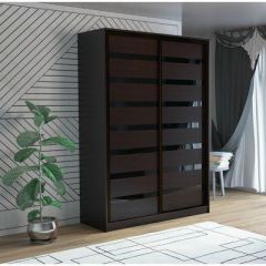 Шкаф-купе ПШ-2.9 1500 Фасад ВСТАВКА МДФ | СТЕКЛО (Венге/Стекло черное) в Воткинске - votkinsk.mebel24.online | фото