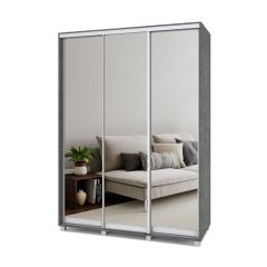 РОЛАНД Шкаф-купе с зеркалами Камень темный (450*1600) Р463 в Воткинске - votkinsk.mebel24.online | фото