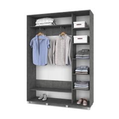 РОЛАНД Шкаф-купе с зеркалами Камень темный (450*1600) Р463 в Воткинске - votkinsk.mebel24.online | фото 2