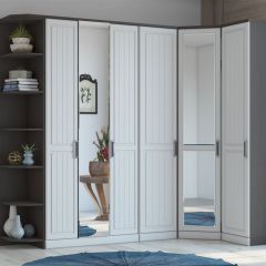 Шкаф угловой с ЗЕРКАЛОМ НКМ ВЕНЕЦИЯ-1 Секция- 5 (Венге/Белое дерево) в Воткинске - votkinsk.mebel24.online | фото 3