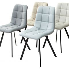 Стул CHILLI SQUARE HK017-02 серо-бежевый, PU/ черный каркас М-City в Воткинске - votkinsk.mebel24.online | фото 3