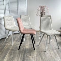 Стул ELVIS WZ2042-01 молочный фактурный велюр / белый каркас М-City в Воткинске - votkinsk.mebel24.online | фото 2