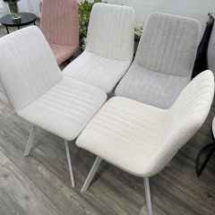 Стул ELVIS WZ2042-18 белая галька фактурный велюр / белый каркас М-City в Воткинске - votkinsk.mebel24.online | фото 6