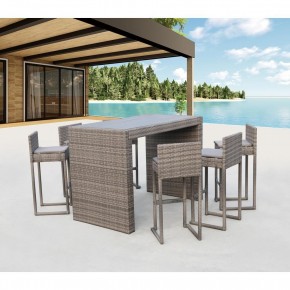 Барный комплект плетеной мебели T390GD/Y390G-W78_6Pcs Grey в Воткинске - votkinsk.mebel24.online | фото 1