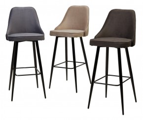 Барный стул NEPAL-BAR ГРАФИТ #14, велюр/ черный каркас (H=78cm) М-City в Воткинске - votkinsk.mebel24.online | фото 3