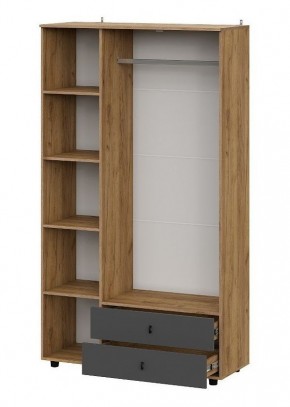 БАЙКАЛ Шкаф трехстворчатый (с ящиками) Графит/Дуб золотой в Воткинске - votkinsk.mebel24.online | фото 2