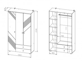 БАЙКАЛ Шкаф трехстворчатый (с ящиками) Графит/Дуб золотой в Воткинске - votkinsk.mebel24.online | фото 3