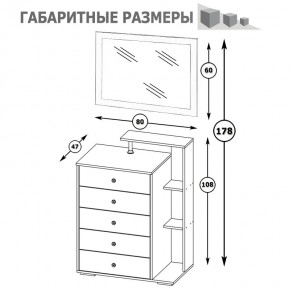 Камелия Комод + Зеркало, цвет белый, ШхГхВ 80х46,8х178 см., НЕ универсальная сборка в Воткинске - votkinsk.mebel24.online | фото 6