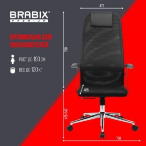 Кресло BRABIX PREMIUM "Ultimate EX-801" хром, плотная двойная сетка Х2, черное, 532917 в Воткинске - votkinsk.mebel24.online | фото 7