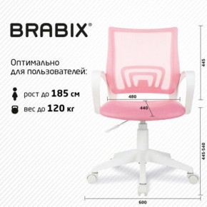 Кресло BRABIX "Fly MG-396W", с подлокотниками, пластик белый, сетка, розовое, 533008 в Воткинске - votkinsk.mebel24.online | фото 5