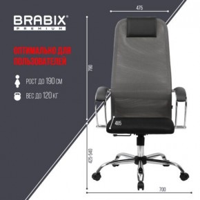 Кресло офисное BRABIX PREMIUM "Ultimate EX-800" хром, плотная двойная сетка Х2, черное/серое, 532912 в Воткинске - votkinsk.mebel24.online | фото 3
