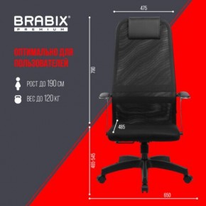 Кресло офисное BRABIX PREMIUM "Ultimate EX-801" пластик, плотная двойная сетка Х2, черное, 532922 в Воткинске - votkinsk.mebel24.online | фото 5