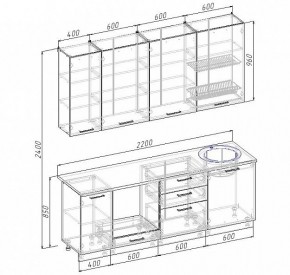 Кухонный гарнитур Антрацит 2200 (Стол. 26мм) в Воткинске - votkinsk.mebel24.online | фото 3