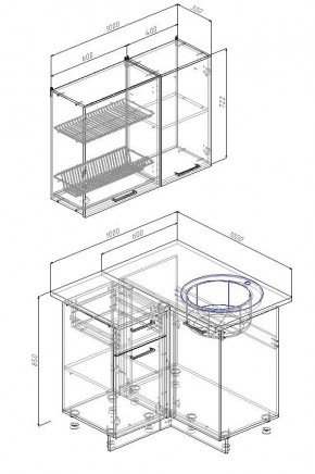 Кухонный гарнитур угловой Лофт 1000х1000 (Стол. 38мм) в Воткинске - votkinsk.mebel24.online | фото 2