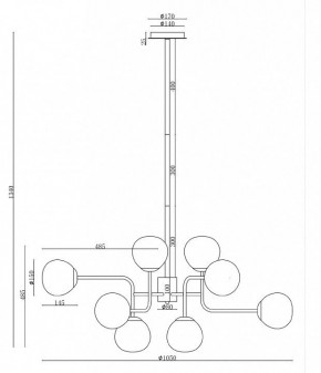 Люстра на штанге Maytoni Erich MOD221-PL-12-G в Воткинске - votkinsk.mebel24.online | фото 3